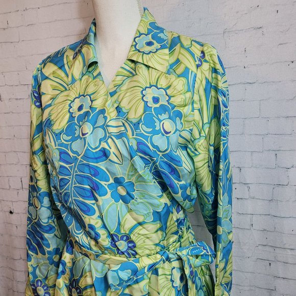 Bob Mackie Vibrant Blue and Yellow Floral Dress - Picture 2 of 6